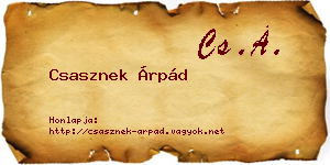 Csasznek Árpád névjegykártya