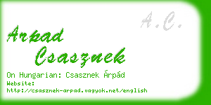 arpad csasznek business card
